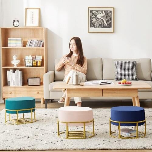 Ottoman Shoe Stool Home Furniture Pouffe for Living Room Sofa Footstool Nordic Light Luxury Storage Oval Shoe Replacement Chair