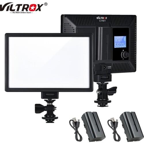 Viltrox L116T Portable LED Video Light Ultra-thin LCD Bi-Color 3300K-5600K Panel Lamp for YouTube show live Camera with Battery
