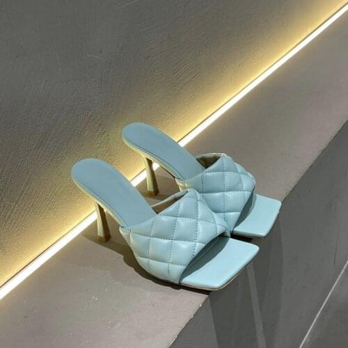 Casual Designer fashion women shoes real leather baby blue peep toe high heels sandalias de las mujeres mujer 2021