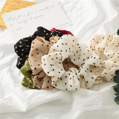 Woman Fashion Hair Rings Dot Hair Ribbon Knot Hair Ties Scrunchies Rubber Band Fashion Hair Accessories Hair Rope Gum