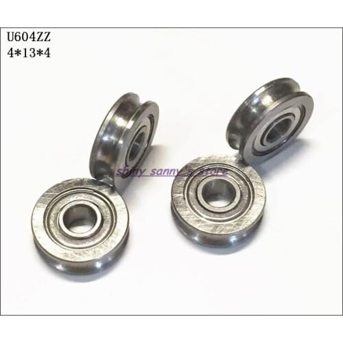 30pcs/Lot U604ZZ 604UU 4x13x4mm U Groove Carbon Steel Deep Groove Ball Bearing Traces Walking Guide Rail Bearing Brand New