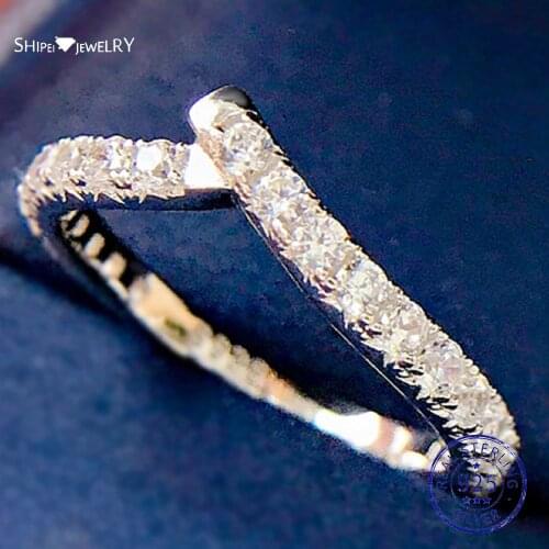 Shipei 100% 925 Sterling Silver Created Moissanite Gemstone Wedding Party Fashion Band Ring For Women Fine Jewelry Wholesale