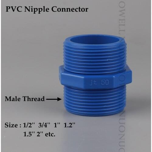 1/2"~2" Male Thread PVC Nipple Connector PVC Pipe Fitting Coupler Adapter Water Tube Connector For Garden Irrigation