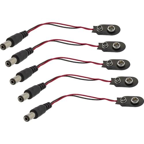 I type 9V Male DC Battery Power Plug Clip 5.5x2.1mm DC Male Plug Connector for 9v Battery Clip Button Battery Holder Arduino DIY