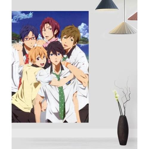 Modern Picture Free Swim Club Poster Paintings For Living Room Wall Art Silk Fabric Cloth Decoration Poster For Children Gift