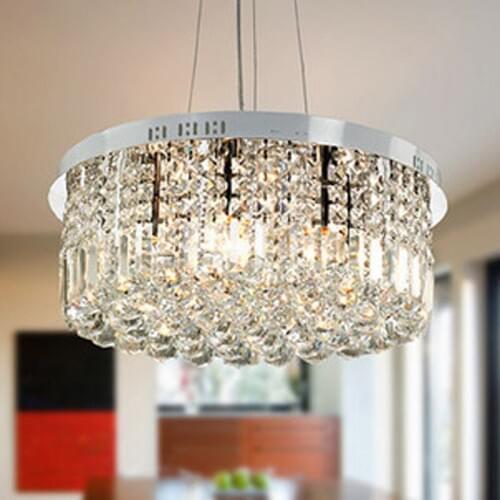 Modern Simple Pendant Lustres E14 Bulb 7W*6 Circular K9 Crystal Light Fxiture Bedroom Dining Room Suspension Hanging Lighting