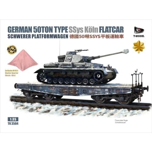 T-Model TK3504G 1/35 German 50ton Type SSys Köln Flatcar model kit