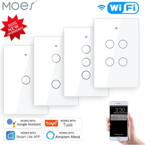 Smart Glass Panel Switch Smart Life/Tuya App Multi-Control Association, Voice Control with Alexa,Google Home,1/2/3/4 Gang