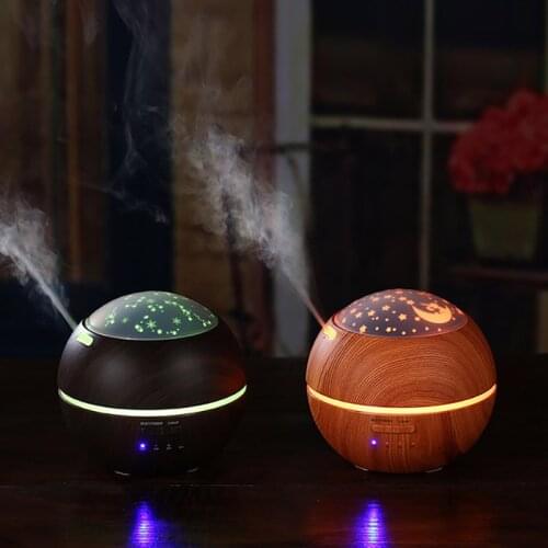 Humidifier Ultrasonic Aromatherapy Diffuser Light Shadow Wood Grain Aroma Diffusers Creative Night Light Aromatherapy Mist Maker