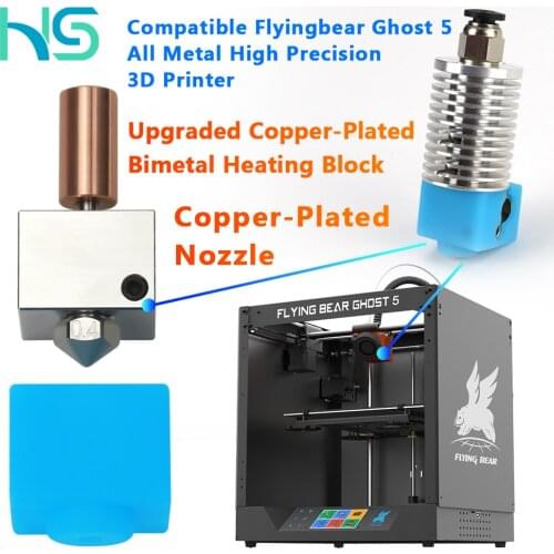 Haldis 3D High Quality Upgrade Bimetal Heatbreak + Plated Copper Heat Block + 0.4mm Plated Copper Nozzle For Flyingbear-Ghost 5