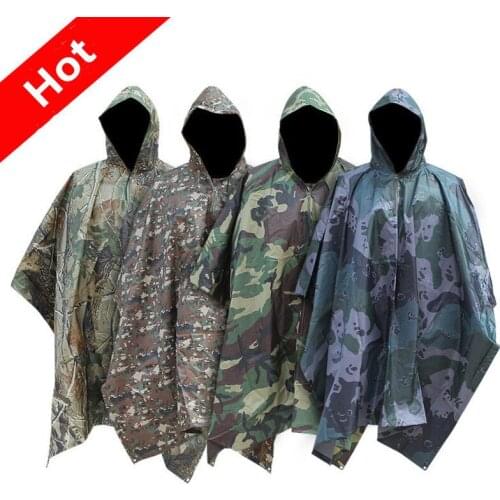 Adult Mens Fashion Outdoor Hiking and Mountaineering Multifunctional Three-in-one Camouflage Raincoat Cloak Cloak Polyester