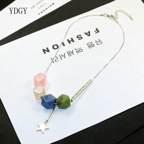 YDGY2019 New Multicolored Geometric Resin Pentagon pendant accessories decorative womens necklace wholesale