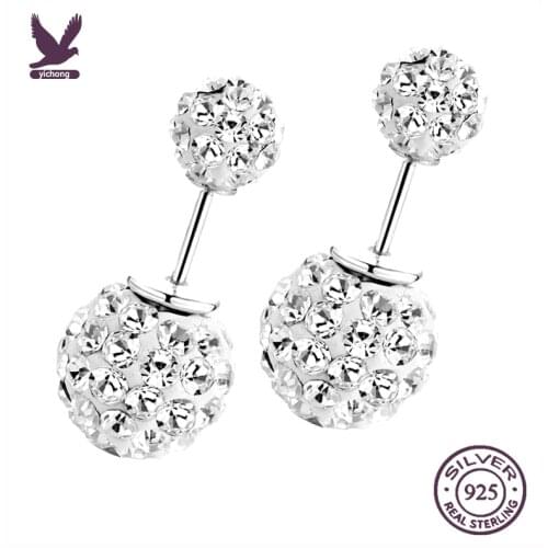 Simple Style Double Sides Big Beads Pearl Ball Stud Earring for Women Charm Jewelry Boucle Doreille Free Style Statement