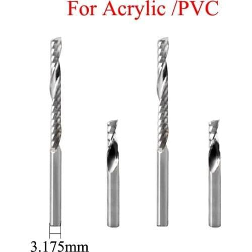 2.5mm 3.175mm Cutting Edge Diameter Single Flute Tungsten Steel PVC Acrylic PMMA CNC Engraving Thread Mill Milling Cutter
