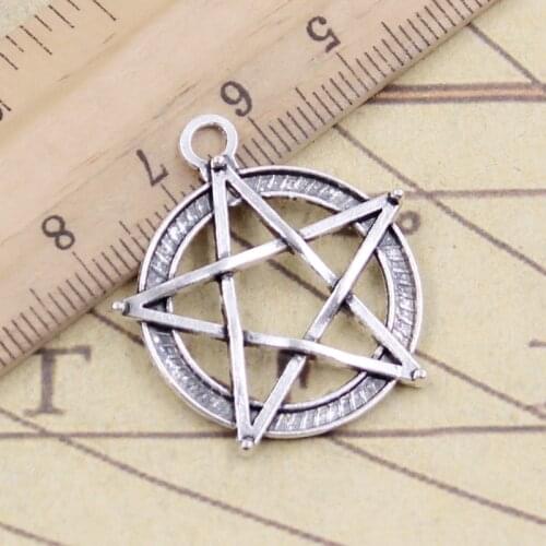 10pcs Charms Star Pentagram 31x27mm Tibetan Silver Color Pendants Antique Jewelry Making DIY Handmade Craft Pendant