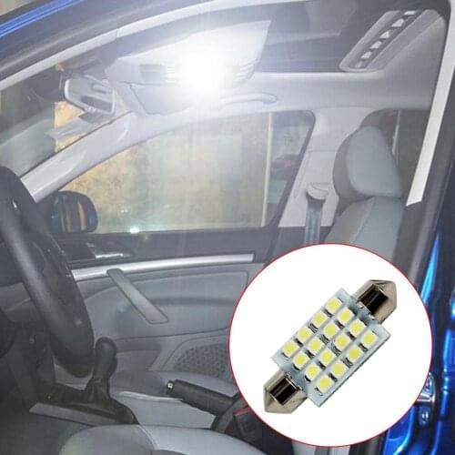 10Pcs Whtie 16 SMD 1210 LED Car Dome Light Auto Dome Festoon Light 31mm 36mm 39mm 41mm Light Bulbs On Car Interior Lights