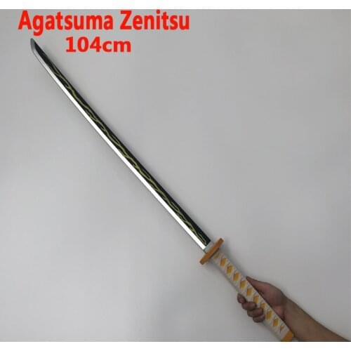 104cm Cosplay Kimetsu no Yaiba Sword Weapon Demon Slayer Agatsuma Zenitsu Sword Anime Ninja Knife PU toy