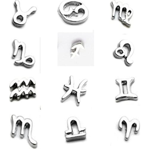 120pcs/lot 12 Constellation Floating Charms for Living Glass Memory Lockets DIY Jewelry Charms for Jewelry Making