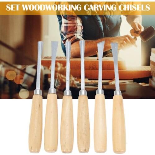 6Pcs Wood Carving Chisels Set Carbon Steel Practical Carpenters Sculpture Kit Lathe Gouges Tools for Woodworkers