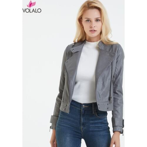 Womens Faux PU Leather Suede Short Jacket Multy Zipper Motorcycle Coat Womens 2019 Spring Fashion Biker Jackets Dropshipping