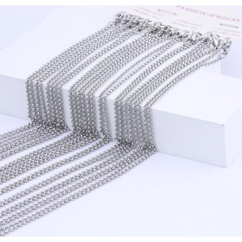 12pcs/Lot 43cm Long 2.0mm Wide Stainless Steel Necklace Chains Diy For Jewelry Making