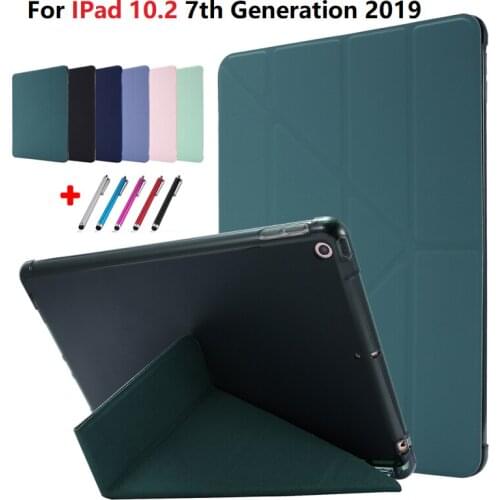 For iPad 7th Generation Case 10.2 2019 Tri-Folding Cover PU Leather Flip Protective Cover For iPad 10 2 Case with Pencil Holder