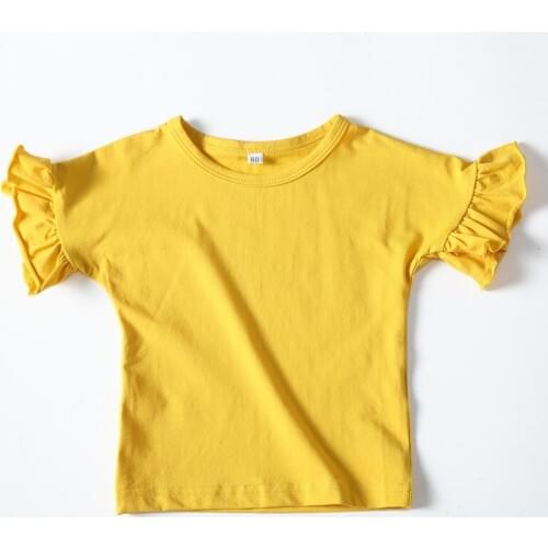 ChildrenS Clothing For Girls T-Shirt 2018 Summer Kids Baby Girls Top Clothes Round Neck Cotton Flounces Flying Sleeves T-Shirt