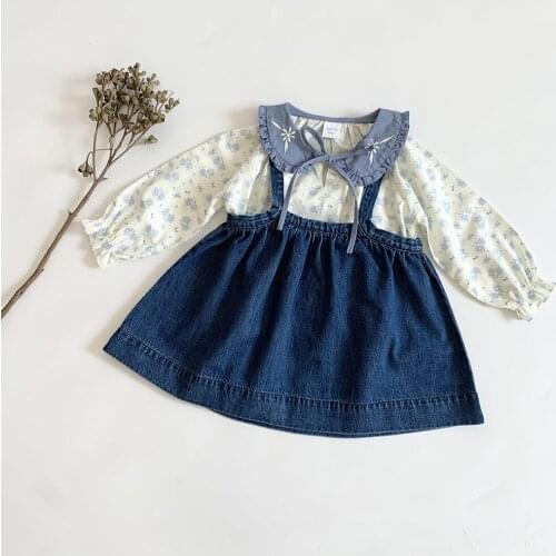 Strap Dress Spring New Arrivals Denim Dress Kids Girls Vintage Style Clothes High Quality Children Wear Fall Clothes for Kids