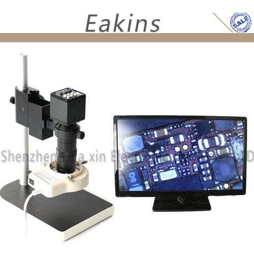 2.0MP VGA Digital C-mount Video Microscope Camera Set+100X C-mount Lens+Stand For Iphone PCB Maintain Lab Industrial Inspection