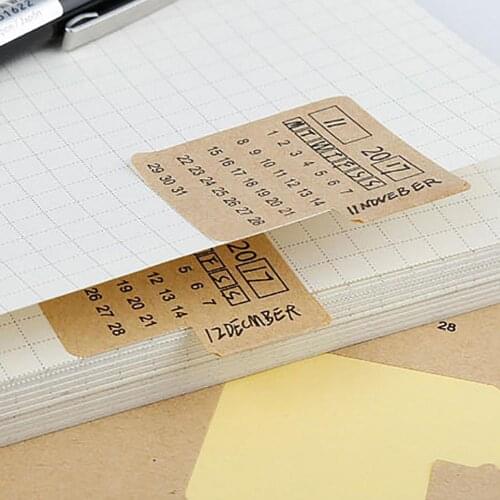 Kraft paper 2020 2021 Kraft Paper Handwritten Calendar Notebook Index Stickers Office School Supplies