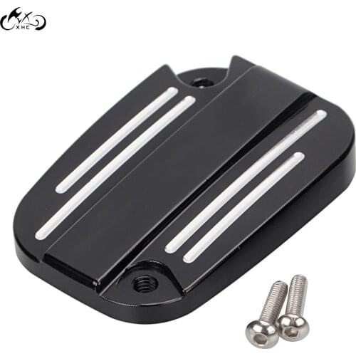 Motorcycle Black CNC Front Brake Reservoir Cover Master Cylinder Cap For Harley Softail Slim Fat Boy Breakout Heritage Softail