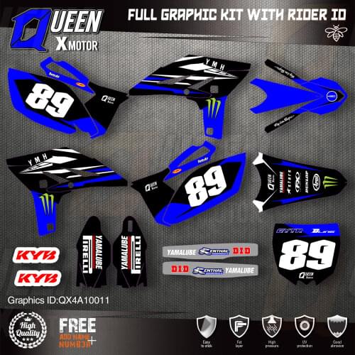 QUEEN X MOTOR Custom Team Graphics Backgrounds Decals 3M Stickers Kit For YAMAHA 2010-2013 YZF250 011