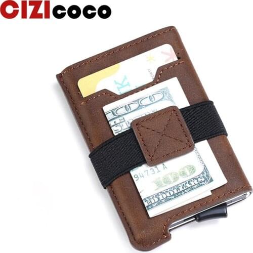 Luxury Brand Aluminum Business ID Bank Cardholder Mini PU leather RFID Blocking Wallet Men Women Credit Card Holders