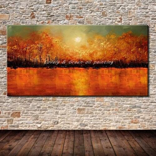 Mintura Hand Painted Trees Landscape Abstract Modern Wall Art Pictures Home Decor Oil Painting On Canvas For Living Room Bedroom