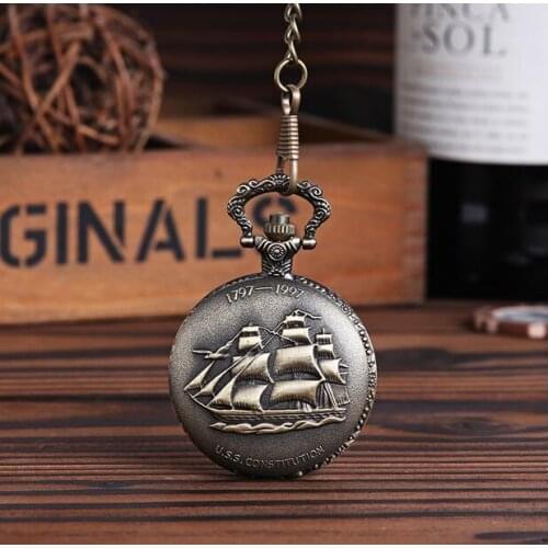 New men gift Sailing quartz boat ship pocket watch with short waist chain hour low price good quality retro vintage PO0852