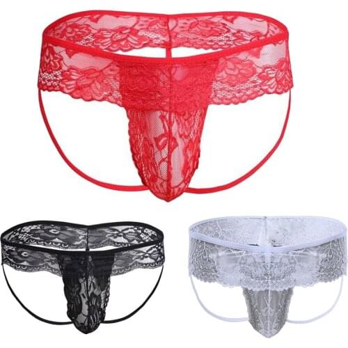 Mens transparent thong lace sexy underwear sexy alternative gay sex clothes flirty polychrome M L XL
