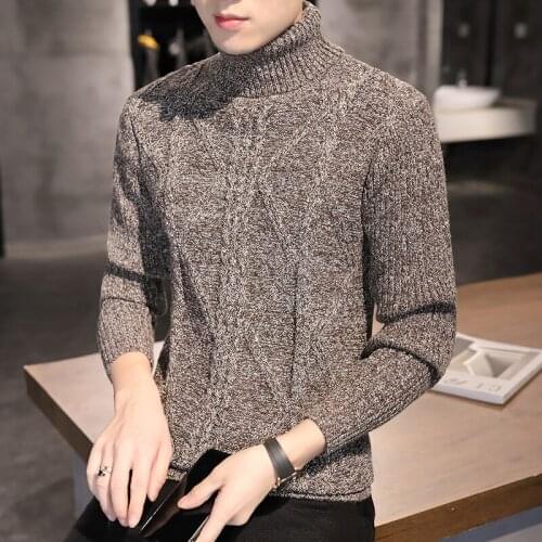 Christmas Turtleneck Mens Autumn New Wool Sweater Male High neck Korean style slim handsome youth casual knitted sweater