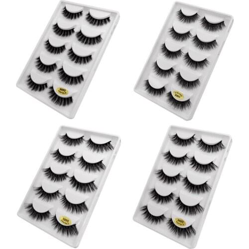 Mink False Eyelashes 5 Pairs Make Up with Natural Eyelashes Makeup