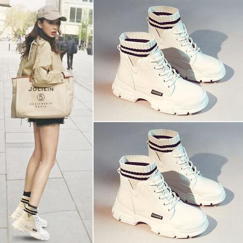 New Women Girl Martin Snow Boots Boots Korean British Style Woman Leather Sneakers Casual Womens Boot Trend