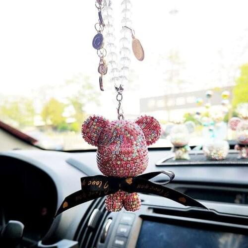 Korean version car cute diamond bear pendant car rearview mirror suspension cartoon interior holiday gift ornaments female