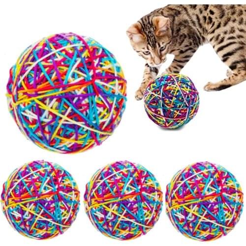 Yarn Ball Bells Cat Toys Kitten Puppy Chase Round Play Rattle Colorful 8CM