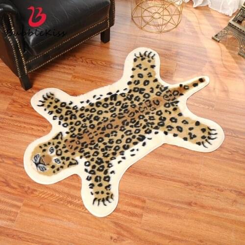 Bubble Kiss Leopard Tiger Printed Carpet Animal Faux Leather Rugs Home Living Room Decor Carpet Kids Bedroom Short Plush Rugs