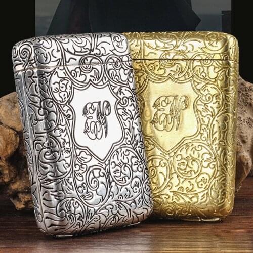 Retro Carved Cigarette Case Box Container Pure Copper Cigarettes Tobacco Box Holder Portable Pocket Smoking Storage Box Gifts
