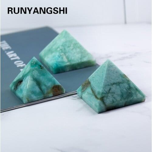 Runyangshi 1pc 30-50mm Natural Tianhe stone Crystal Polished pyramid Specimen Healing for Home table decoration