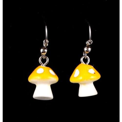Mushroom Earrings Fresh Handmade Simulation Mushroom Drop Earring Funny Sweet Cute Food Dangle Earrings for Women Girl Jewelry