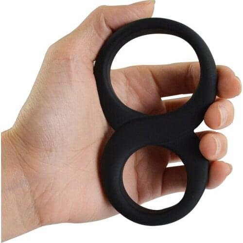 Silicone 8 Word Shaped Lock Cock Ring Double Penis Ring Sex Toys for Man Male Delay Ejaculation Semen Lock Ring Men Adult Toys