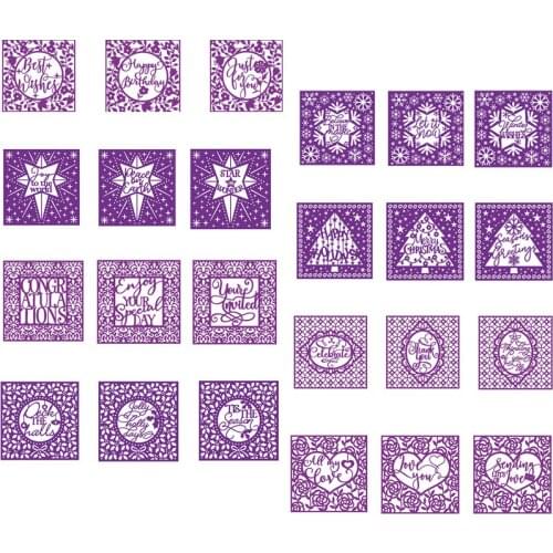 Interchangeable Flower Multi-piece Frames Words Best Wishes Metal Cutting Dies Scrapbooking Album Paper DIY Cards New Crafts