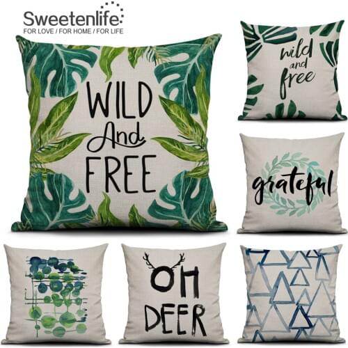 Sweetenlife Decorative Cushion Covers 45*45 Sofa Cushion Fabric Cotton Linen Cushions Home Decor Plant Throw Pillow Case Cover