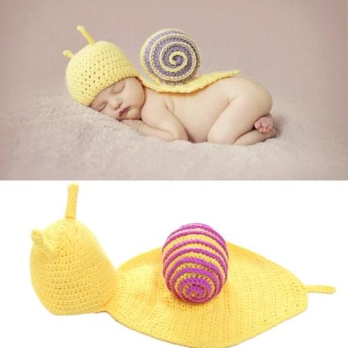 Snail Baby Photography Props Costumes Infant Knitted Crochet Hat Caps Newborn Photo Prop Beanie Pictures Accessories