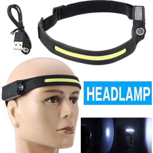 Waterproof USB Rechargeable Headlamp COB LED Motion Sensor Head Torch Lamp Omnidirectional Induction Headlamps